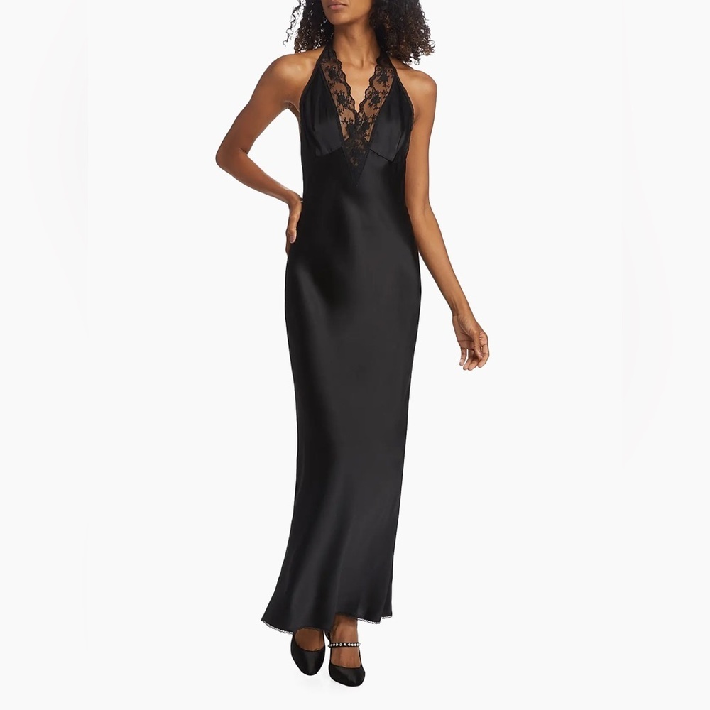 SIR. The Label Reflexión Aries Silk Black Halter Gown Size 3 - US 8 nwot